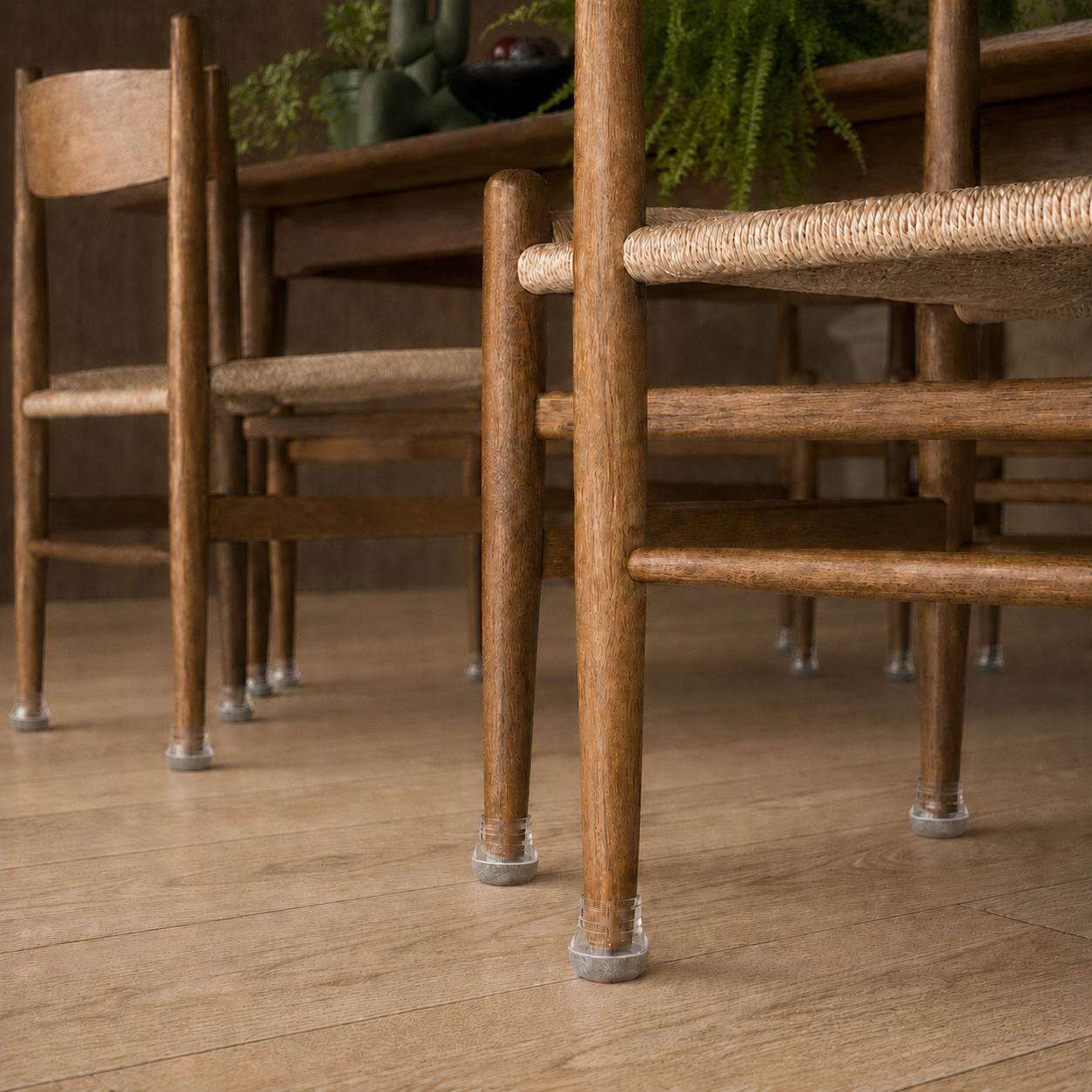 Stolsben chair glides fitted beneath a dining chair